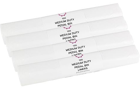 15L Swing Bin/Pedal Bin Liners/Bin Bags - White - 4 Rolls of 100 bags (400 bags total)