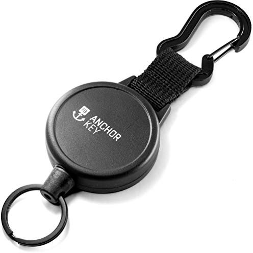 FABACH Schlüsselrolle Schlüsselanhänger ausziehbar - Jojo Schlüsselband mit 105cm Aramidseil - Einziehbarer Kartenhalter Ausweis Clip - Schlüssel Zipper und Ski Karten Halter für Hose und Gürtel