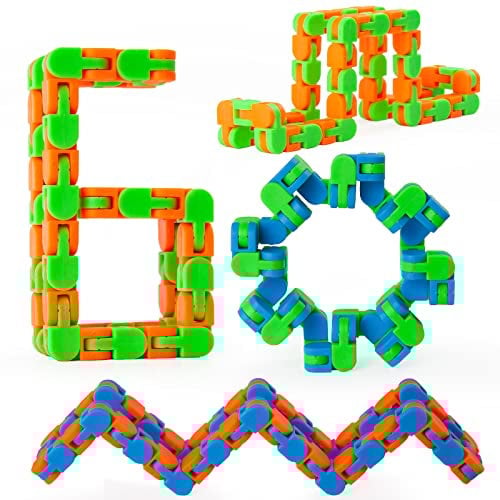 ZCOINS 4 Stück 48 Links Wacky Tracks Snap and Click Zappelspielzeug für Stressabbau oder Partytaschenfüller