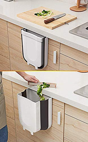 Akls Trash Can, Small Hanging Waste Bin Folded for Kitchen Cabinet Door Home Garden Office School Kitchen Bathroom, Dry And Wet Separation Garbage Cabinet 8L