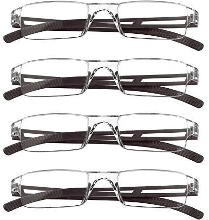 LifeArt 4 Pairs Reading Glasses, Blue Light Blocking Glasses, Computer Reading Glasses for Women And Men, Fashion Rectangle Eyewear Frame (Brown,+1.00 Magnification)