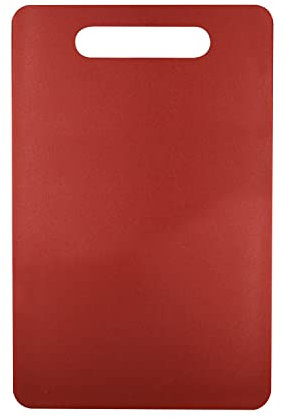 Fotouzy Planche à découper utilitaire en plastique avec poignées, sans danger pour les aliments, sans BPA, lavable au lave-vaisselle, planche à découper épaisse, prise en main facile (Rouge)