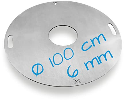 mocisa Universal BBQ Grillplatte 100 cm | Feuerplatte | Fassgrill | Kugelgrill | 100 cm Stahl blank Stärke 6mm | Made in Bavaria | Plancha | Feuerring | Grillring | BBQ Ring | BBQ-Disc