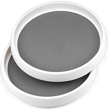 Bandeja giratoria para Especias de Almacenamiento, 2 bandejas giratorias de plástico, Soporte de Especias Giratorio, Estante para Especias para Almacenamiento, Bandeja giratoria para Cocina,