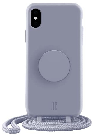 PopSockets x Just Elegance - Handyhülle für iPhone X/XS mit einer Abnehmbarereiner Geflochtenen Kette und einem PopGrip mit Austauschbarem PopTop - Purple