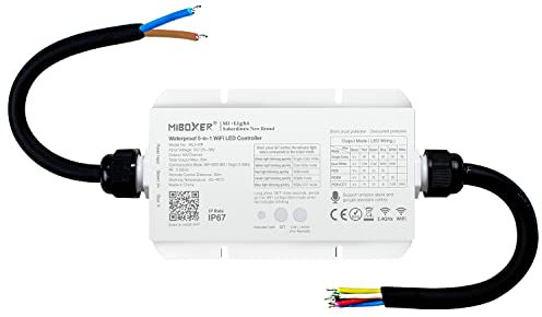 LIGHTEU®, Milight Miboxer wasserdichter 5in1 WiFi LED Strip Controller, Amazon Alexa und Google Home Sprachsteuerung Fernbedienung und APP Steuerung Kompatibel mit 5 verschiedenen Ausgabemodi WL5-WP