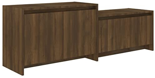 vidaXL TV Cabinet Living Room Bedroom Furniture Modern Lowboard Stereo Hifi Low Storage Cabinet TV Stand Entertainment Centre Brown Oak Chipboard