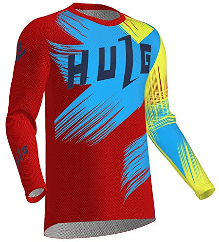 Men's Cycling Jersey MTB Tops,MX MTB Lightweight Materials,Breathable Material,Mountain Bike Long Sleeve Breathable Comfortable Soft Moisture Wicking Cycling Jersey (Color-28,L)