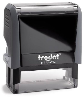 Trodat – Printy 4912 -grau- mit Wunschtext personalisieren, hier gleich online gestalten – selbstfärbender Stempel als Namensstempel, Adressstempel, Firmenstempel, 5 Zeilen, 46X17 mm