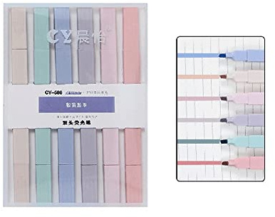 6 Stück/Set Doppelseitiger Textmarker, Textmarker Marker mit Zwei Spitzen, Milde Farbe (Typ 2)