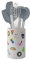 Jata HACC5460 - Utensilios de Cocina de Silicona y Acero Inoxidable del Chef Bosquet con Soporte para guardar, 6 Utensilios: Batidor, Lengua, Cucharón, Pala, Cazo y Espumadera, Antiadherentes
