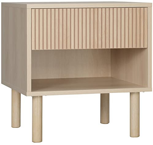 HOMCOM Table de Chevet Table de Nuit avec tiroirs et niches, Table d'appoint Style Moderne pour Chambre à Coucher, Salon, dim. 47 x 47 x 50 cm, Finition Bois Naturel