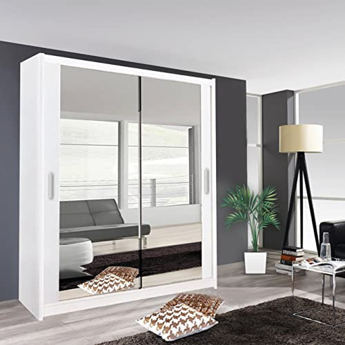 2&3 Door Sliding Mirror Door Wardrobe In 4 Color and 6 Size (White, 150CM)