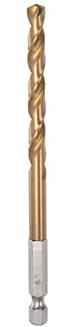 sourcing map 1/4 Hex Shank Drill Bit 6.5mm Titanium Drill Bits Set M35 High Speed Steel Twist Drill Bit 120mm Long Fully Ground for Wood, Stainless Steel, Metal, Plastic Plastic