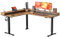 FEZIBO DREI Motoren Schreibtisch Höhenverstellbar Elektrisch mit 5 obere Schublade, L Form Stehpult, Links und rechts austauschbar, 190 x 160 cm eckschreibtisch, Schwarz Rahmen/Braun Tischplatte