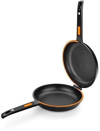 BRA Efficient Duo - Doppelbratpfanne für Kartoffeltortillas, 26 cm Durchmesser, gegossenes Aluminium, Dreifach-Antihaftbeschichtung, 100% ohne PFOA, für alle Herdarten geeignet