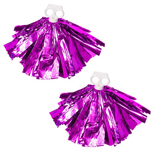 MSemis 1 Paar Hand-Pompons Cheerleading-Blumenbälle Mädchen Tanzparty Cheering Metallfolie Pompons Sport Wettkampf Cheer Requisiten Zubehör Hot Pink Einheitsgröße