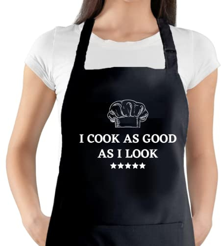 Second Ave Uni-Schürze mit Aufschrift I Cook As Good As I Look, Schwarz, Schwarz , Einheitsgröße