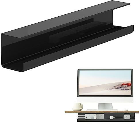Qihuyi gestión Cables - Bandeja portacables Debajo del Escritorio,Organizador Cables 15 Pulgadas sin Rastro, Adhesivo Doble Cara, diseño ampliado, protección contra Incendios