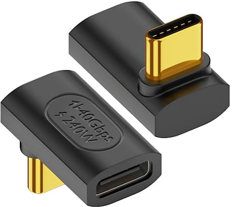 Seminer USB C Male to Female Adapter (2 Pack), USB C 90 Degree Angled Adapter Type C Adapter 40Gbps Data Transfer Connector Compatible for Samsung, MacBook and More USB-C Device