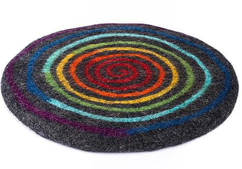 feelz Filzkissen Sitzkissen rund Filz Natur oder anthrazit mit Spirale bunt 100% Wolle 35 cm Höhe 2-3 cm Handarbeit (Anthrazit)