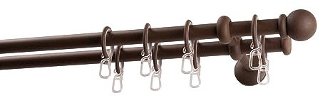 Garesa Gardinenstange Esperanca Ø 16mm, 2-läufig, Rost I Rustikale Vorhangstange inkl. Ringe + Faltenlegehaken I Mit Endknopf Kugel I Wandmontage I 480cm