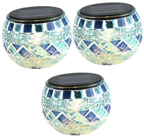 OSALADI 3 Stk Mosaik Licht Led-lichtmosaik Mosaikleuchten Im Freien Mosaik- -solarleuchten Mosaiktisch Rasen Solarbeleuchtung Mosaik-solarlampe Dekorationen Glas Gebührenpflichtig