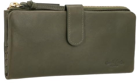 Gusti Geldbörse Leder -Vida Damen Portemonnaie Geldbeutel Kartenetui Vintage extra Münzfach Grün Leder