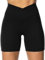 Sunzel Radlerhose Damen, Damen Gym Shorts，V Criss Cross High Waist Yoga Workout Gym Shorts mit Tummy Control,6 Schwarz,S