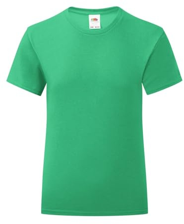 Generico T-Shirt Girls Iconic T. Maglietta Sfiancata Bambina Manica Corta Cotone 100% - MOD. FRU 61-025-0 (9-11-anni, Verde Prato)