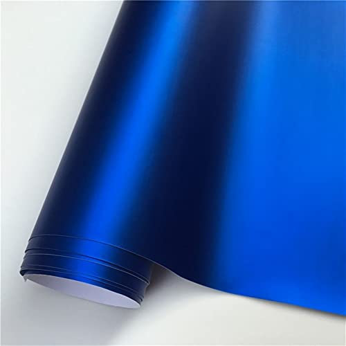 Car Film Multiple Colors Red Blue Gold Green Purple Matte Satin Chrome Vinyl Car Wrap Film Sticker Decal Bubble Car Wrapping Styling Window Tint (Color : Dark Blue, Size : 152X30 CM)
