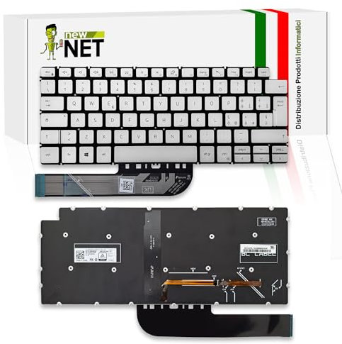 new net - Tastiera Compatibile con Notebook dell Inspiron 5300, 5301, 5391, 5390, 5402, 5401, 5405, 5408, 5409 [Senza Frame - Colore Tasti Argento - Retroilluminata - Italiana]
