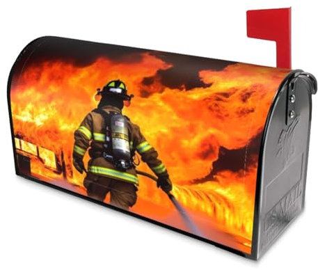 Feuerwehrmann Feuerwehrmann Flamme Druck Briefkastenabdeckungen magnetisch Standardgröße wasserdicht Briefkastenabdeckung für Haus Garten Hof 45,7 x 53,3 cm 53,3 x 45,7 cm