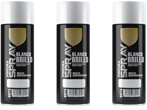 Etrexonline Pintura Spray Multicolor Profesional | 400ml | Adecuado para Metal, Madera & Plástico | Color Blanco Brillo | Secado Rápido | Paquete de 3