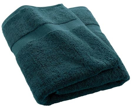 Douceur d'Intérieur, Drap de Bain (90 x 150 cm) Elegance Bleu, 100% Coton Uni