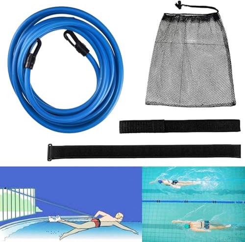 DKDDSSS Résistance 4M Ceinture de Natation, Elastique de Nage Piscine, Réglable Entraînement Ceinture de Natation, pour Adultes et Enfants