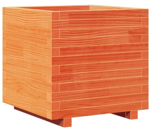 vidaXL Jardinière Cire Marron 50x50x49,5 cm Bois de pin Massif, jardinière d'extérieur, bac à Fleurs, boîte à Plantes, jardinière de terrasse