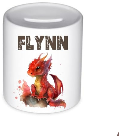 Manufaktur Liebevoll Drache Spardose personalisiert Taufe Geschenk Geburt Babygeschenk, Einschulungsgeschenk. Personalisierte Kinder Spardose Dino Baby, Jungen Geldgeschenk (Drache)