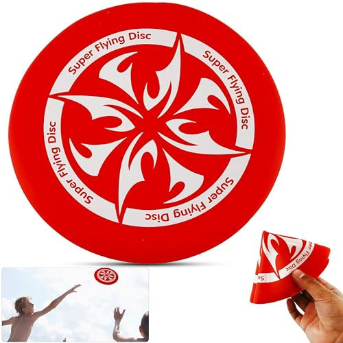 SRV Hub 1x Red Soft Flying Disc, Easy to Catch Lightweight Flying Frisbee Dog Toy, Foldable Skimmers Kids Adults Outdoor Fun Play Activity, Soft flying disc frisbee 17cm