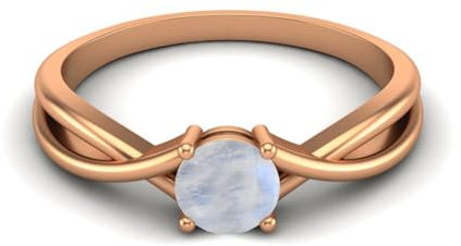 0,50 Karat rund Mondstein Edelstein 925 Sterling Silber Gedrehter Schaft Solitär Verlobung Für immer Infinity Ring Roségold Vermeil, 57