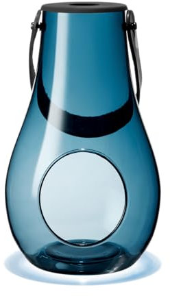 Holmegaard DWL Lanterne en Verre Bleu foncé 25 cm
