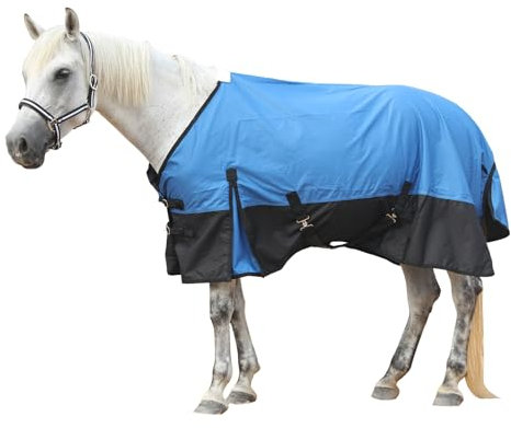 Gallopoff 600D Reißfeste Pferdedecke ohne Füllung 0g, wasserdichte und Atmungsaktive Regendecke mit Kreuz-Bauchgurten, Komfortable und Leichte Weidedecke