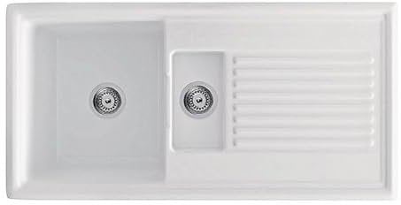 Ceramic Reversible 1.5 Bowl Kitchen Sink, 101 x 52.5 x 21 cm - White