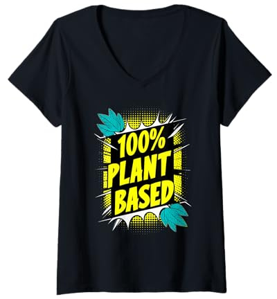 Womens Plant Based, Vegan and Eco Warrior Fun Designs V-Neck T-Shirt