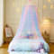 Wnqou Princess Pink Blue Bed Canopy with Glow in The Dark Stars,X-Large Princess Hanging Netting for Kids Bed Room Decor Mosquito Net for Baby Crib, Twin to King Size Bed