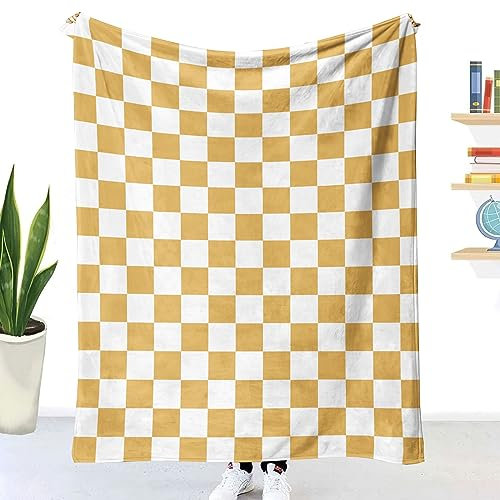 Couverture Polaire 150x200cm 3D Carreaux géométriques Noirs et Blancs Moelleuse Couverture Polaire, Canapé Couverture Chaude et Douce en Peluche Plaid Polaire pour Le Salon, la Chambre Coucher