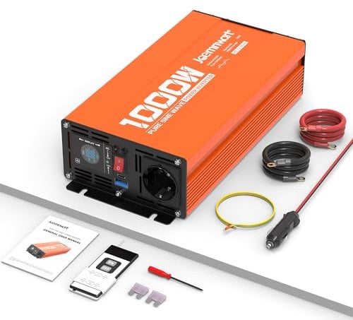 Joemnwart Onduleur à Onde sinusoïdale Pure 1000W, convertisseur 12V vers 230V avec écran LCD, Puissance de crête 2000W, idéal pour Ordinateurs Portables, Ventilateurs et Plus Encore.