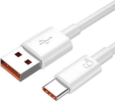 Câble charge rapide USB vers type C, 1 m, 6A, 66W, pour iPhone, Samsung, tablette, téléphone, Blanc