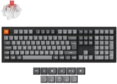 Keychron K10 Max Mechanical Keyboard ISO UK Layout, 100% Full Size QMK Wireless Custom Gaming Keyboard, Hot-Swappable Super Red Switch with White Backlits for Mac Windows Linux