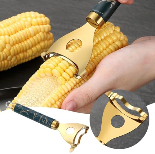 Maiskolbenschäler, Maiskolbenschäler, Maisschäler, 2 Stück Maiskolbenschäler, Edelstahlschäler, Magisches Maisabbeizwerkzeug mit ergonomischem Griff für die Küche (2)